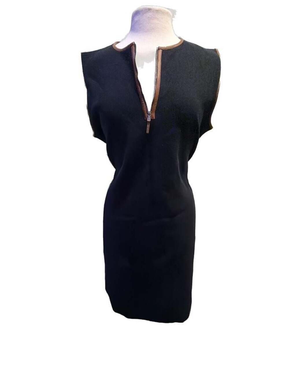 Black label  Ralph Lauren Sleeveless Zip-Front Knit Dress Black Size XL
